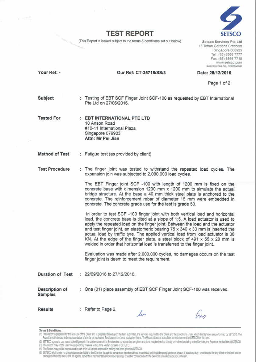 FATIGUE TEST REPORT